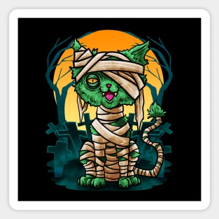 Halloween Cat Zombie Mummy Magnet